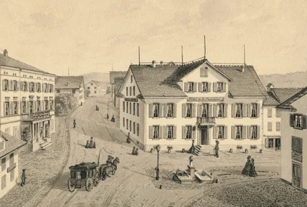 Hotel Krone in Pfäffikon um 1830.